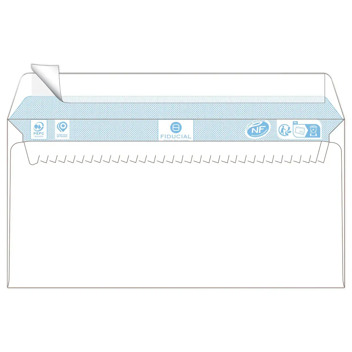 500 Enveloppes blanches recyclées 110 x 220 - 80 g - Bande siliconée - Fiducial