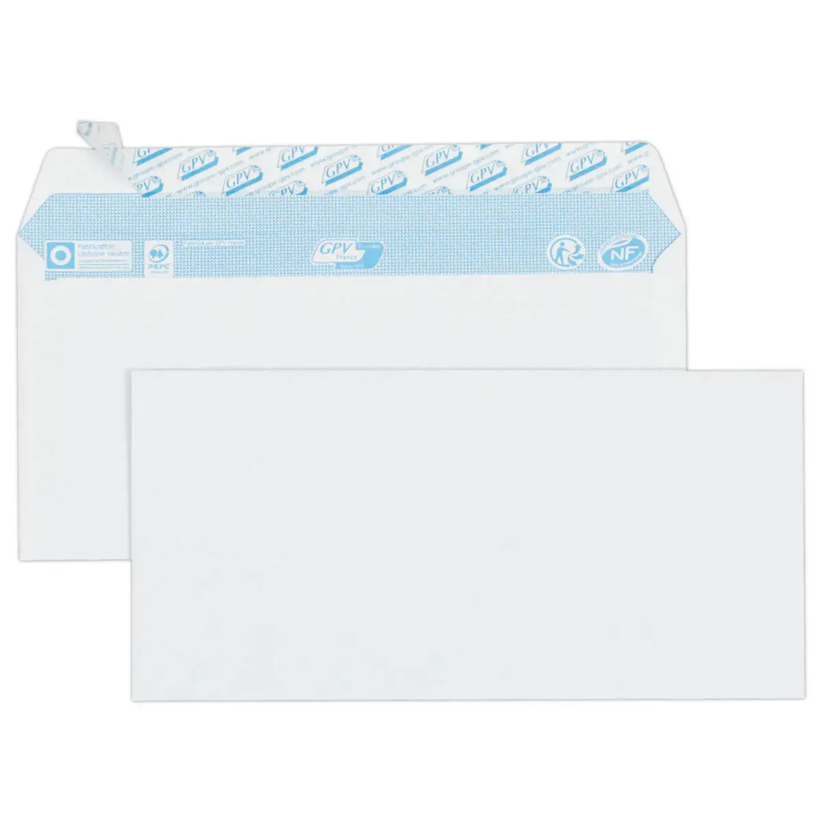 50 enveloppes blanches DL 110x220 80 g bande siliconée