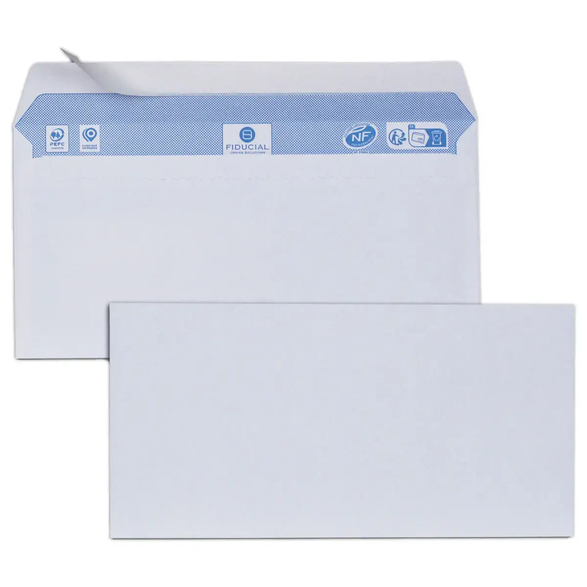 500 Enveloppes blanches 110 x 220 - 80g - Bande silicon&eacute;e - Fiducial 