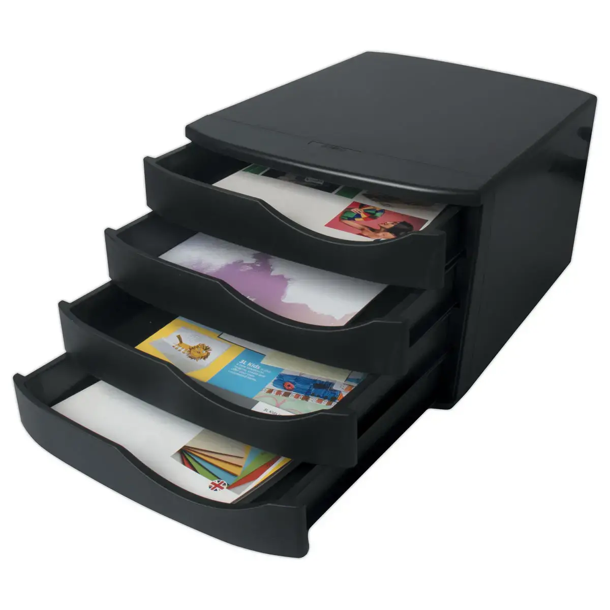 Module de classement re-solution 4 tiroirs 216x300x375 mm noir
