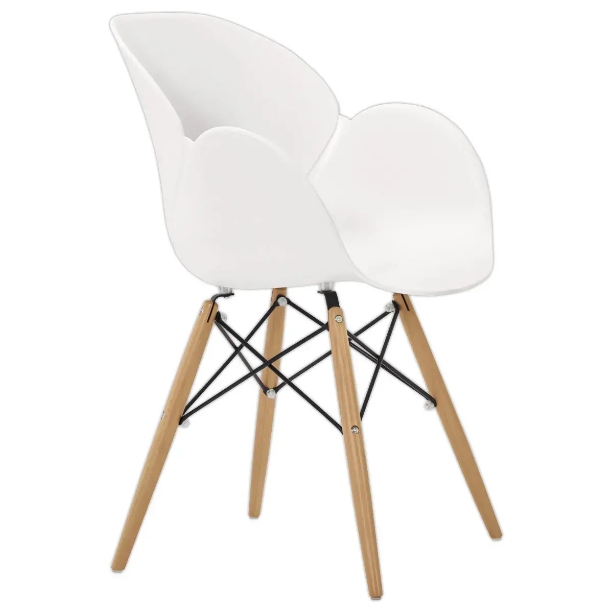 2 fauteuils PETALES pied hêtre assise blanche