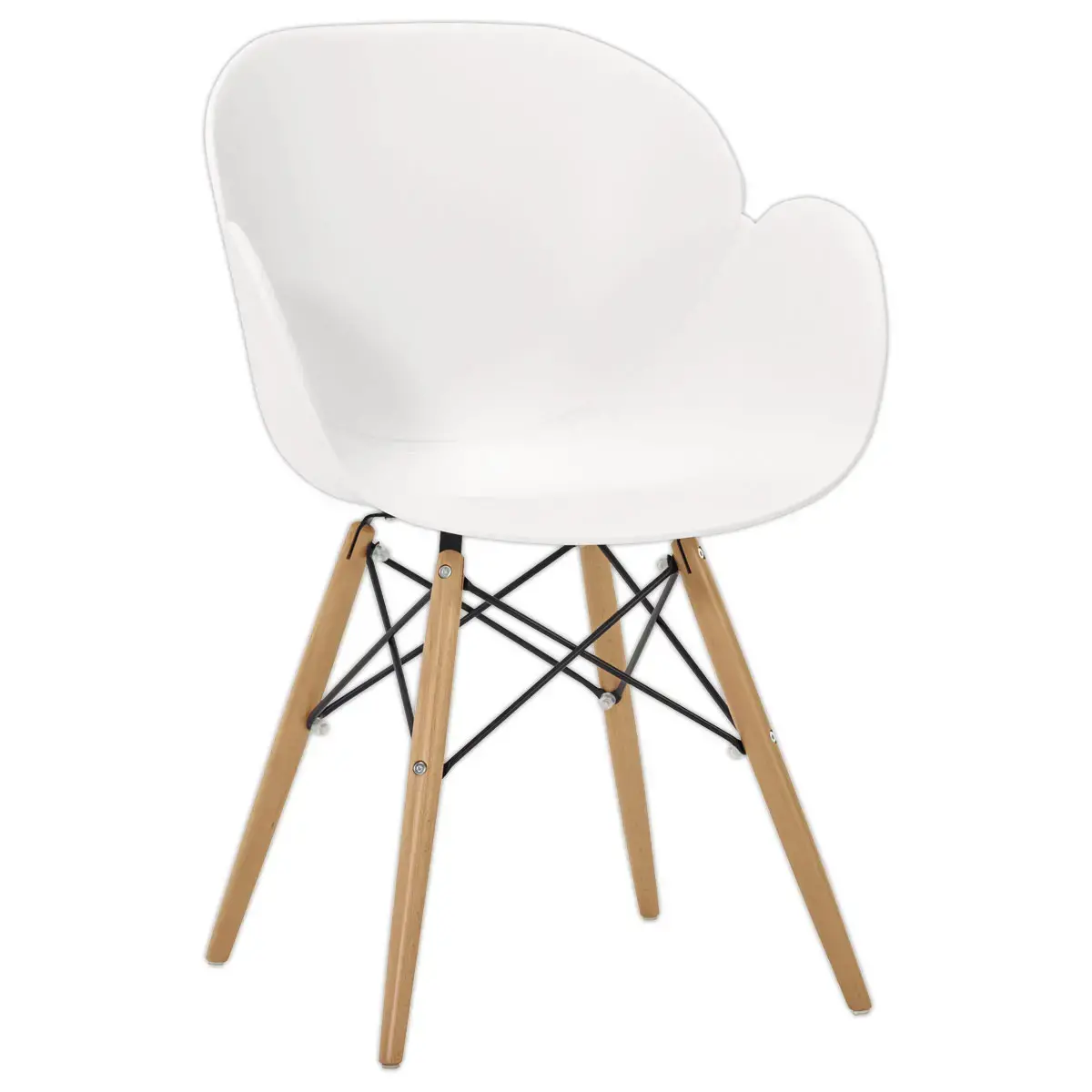 2 fauteuils PETALES pied hêtre assise blanche