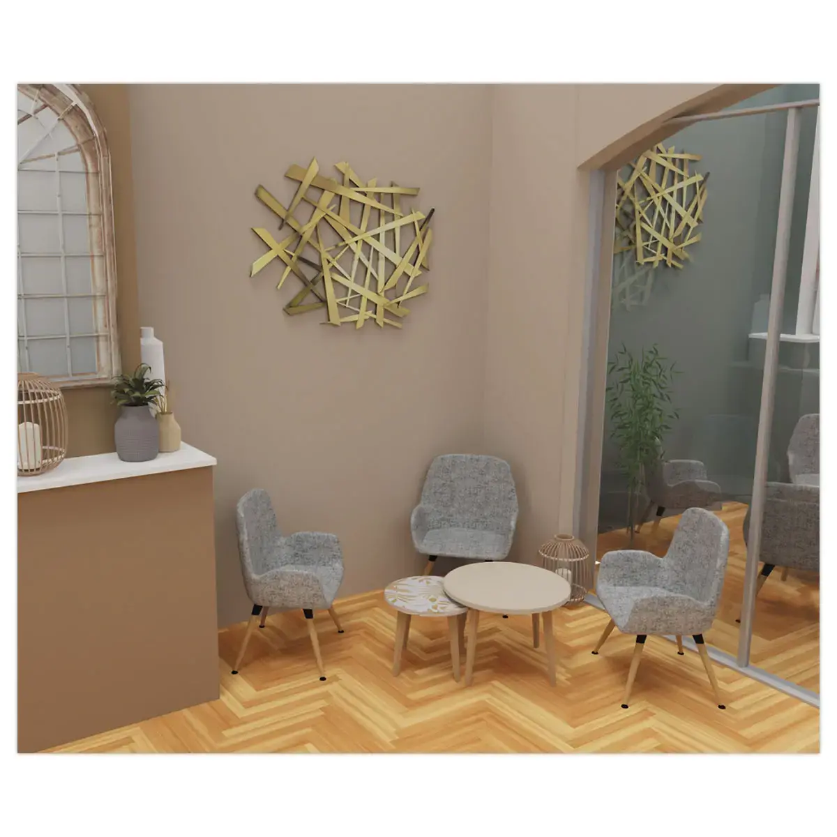 2 Fauteuils Tissu bleu 4 pieds bois vernis mont&eacute;s 