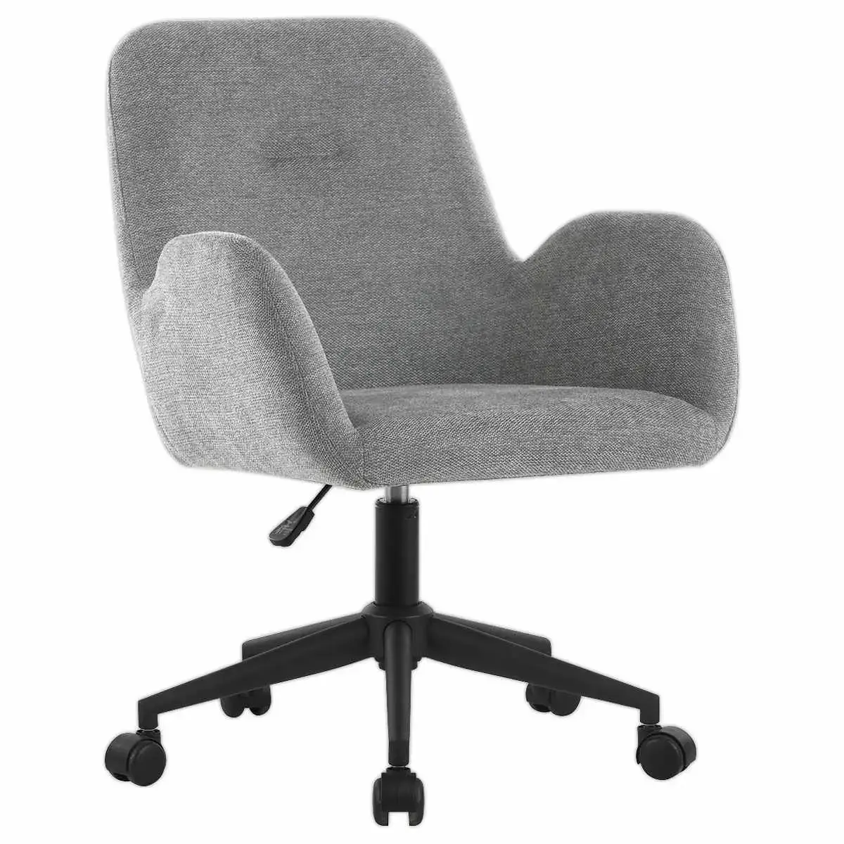 2 Fauteuils Tissu gris pi&eacute;tement &agrave; roulettes mont&eacute;s 
