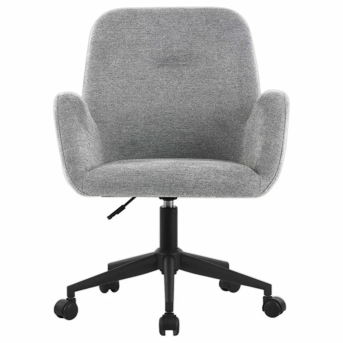 2 Fauteuils Tissu gris pi&eacute;tement &agrave; roulettes mont&eacute;s 