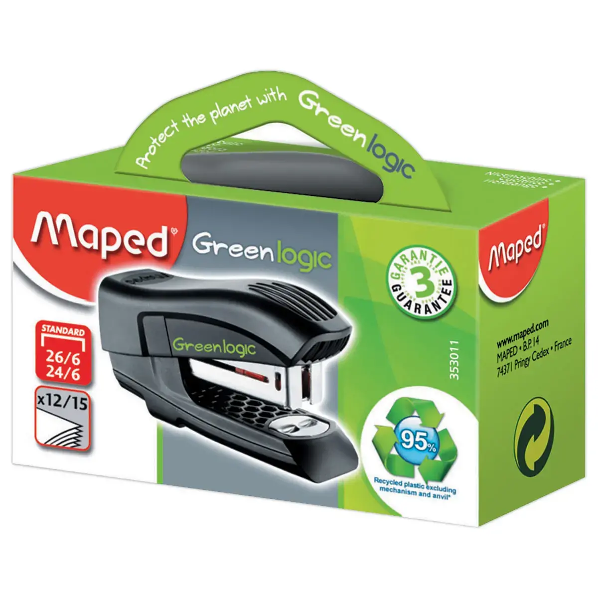 Mini agrafeuse GREENLOGIC 24/6 26/6  noire - Maped 
