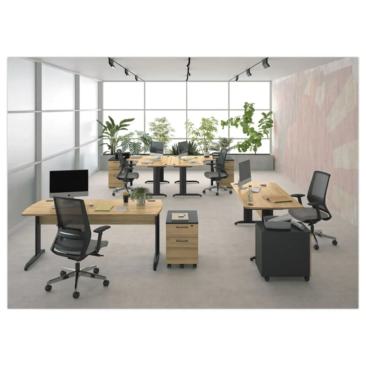 Bureau BREST 140 cm chêne du bocage anthracite pieds en métal monté
