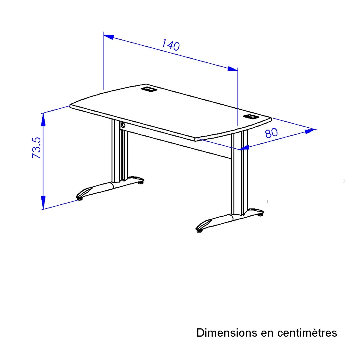 Bureau BREST 140 cm chêne du bocage anthracite pieds en métal monté