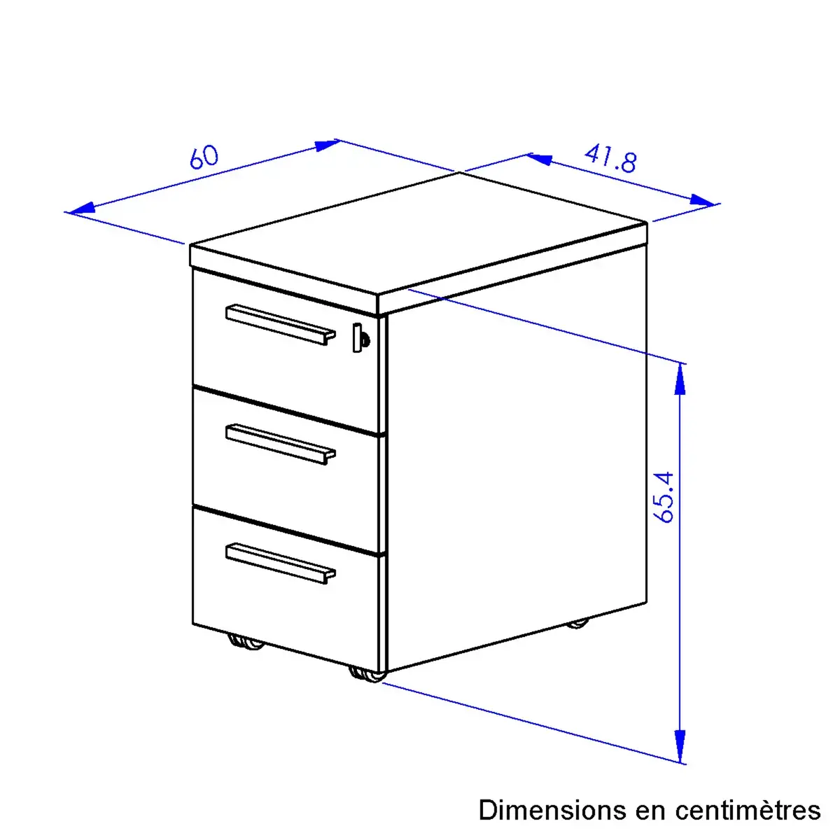 Caisson mobile 3 tiroirs BREST chêne du bocage anthracite monté