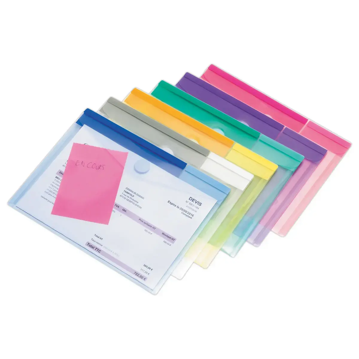 6 pochettes polypropyl&egrave;ne recycl&eacute; A5 - Assortis 