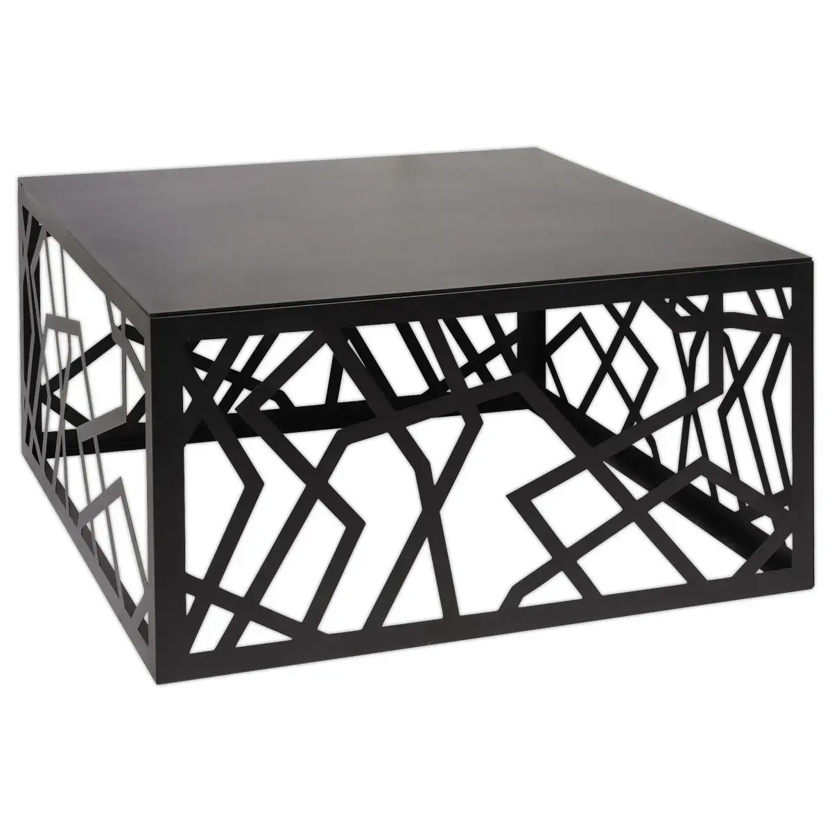 Table basse métal ajourée noir