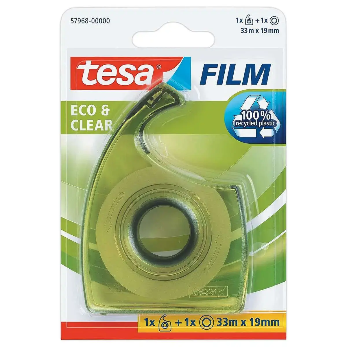 Dévidoir 100% recyclé avec 1 rouleau tesafilm® 33m x 19mm transparent