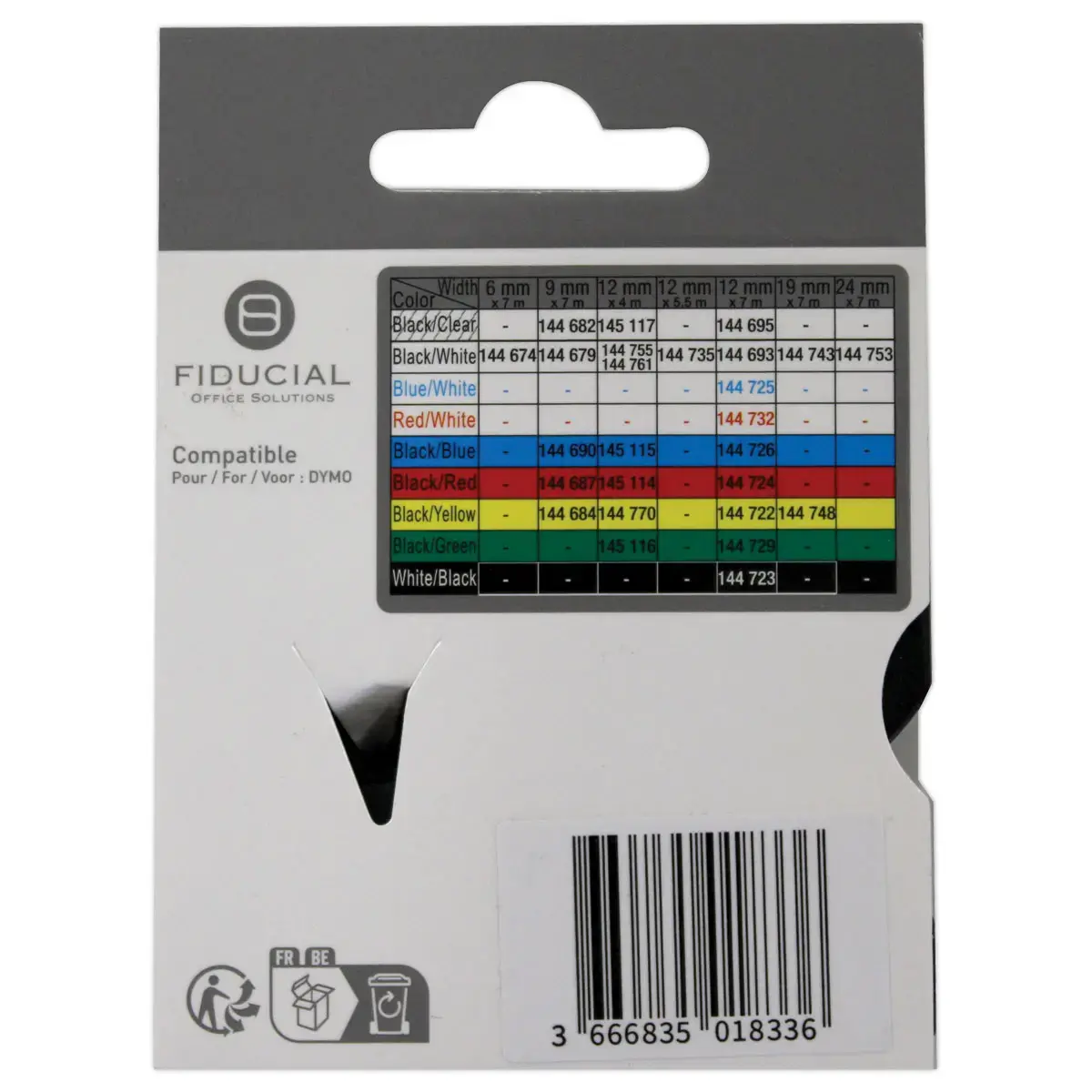 Ruban K7 pour titreuse DYMO S0720560 12mm bleu impression noire