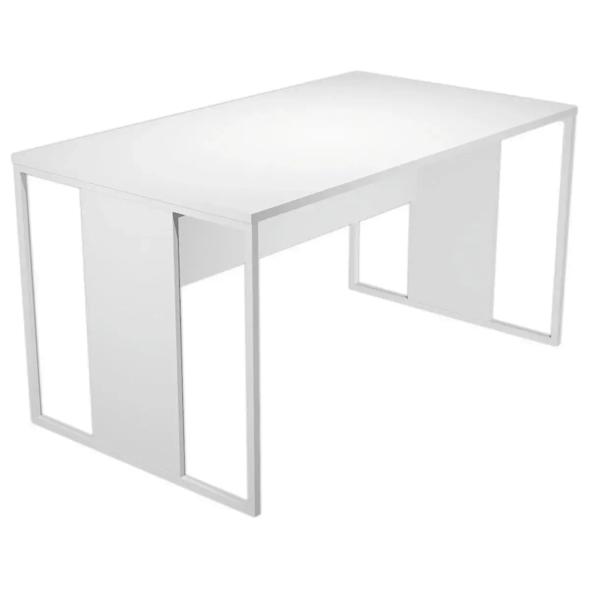 Bureau BELGRADE 140 x 80 blanc pieds blanc mont&eacute; 
