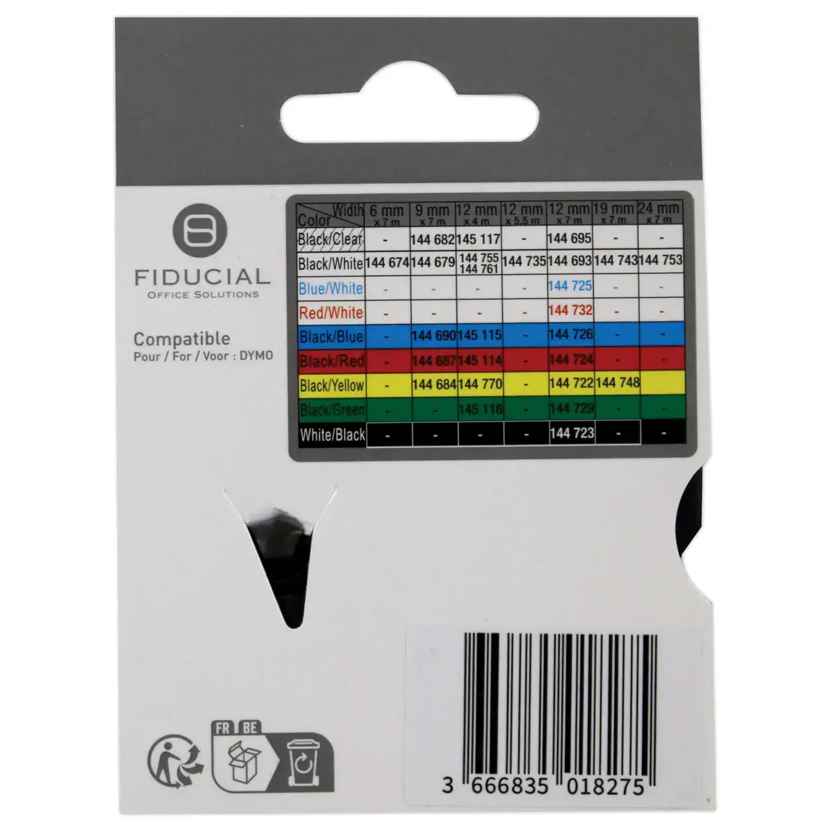 Ruban K7 pour titreuse DYMO S0720930 24mm blanc impression noire 