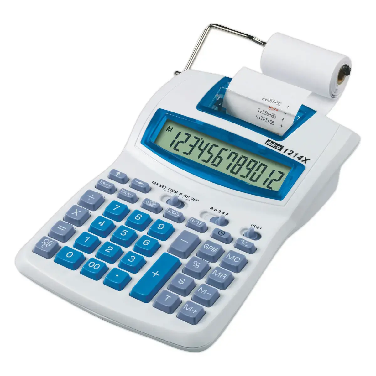 Calculatrice imprimante 1214X, Ibico blanc/bleu