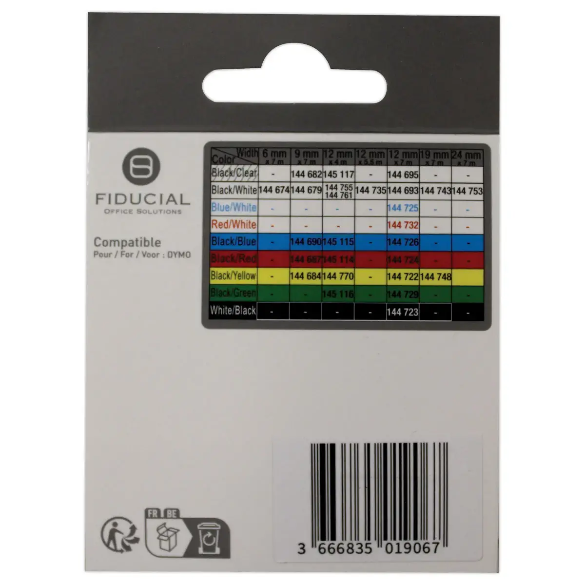 Ruban Letratag 12mmx4 m impression noire sur bleu comp  DYMO S0721650 