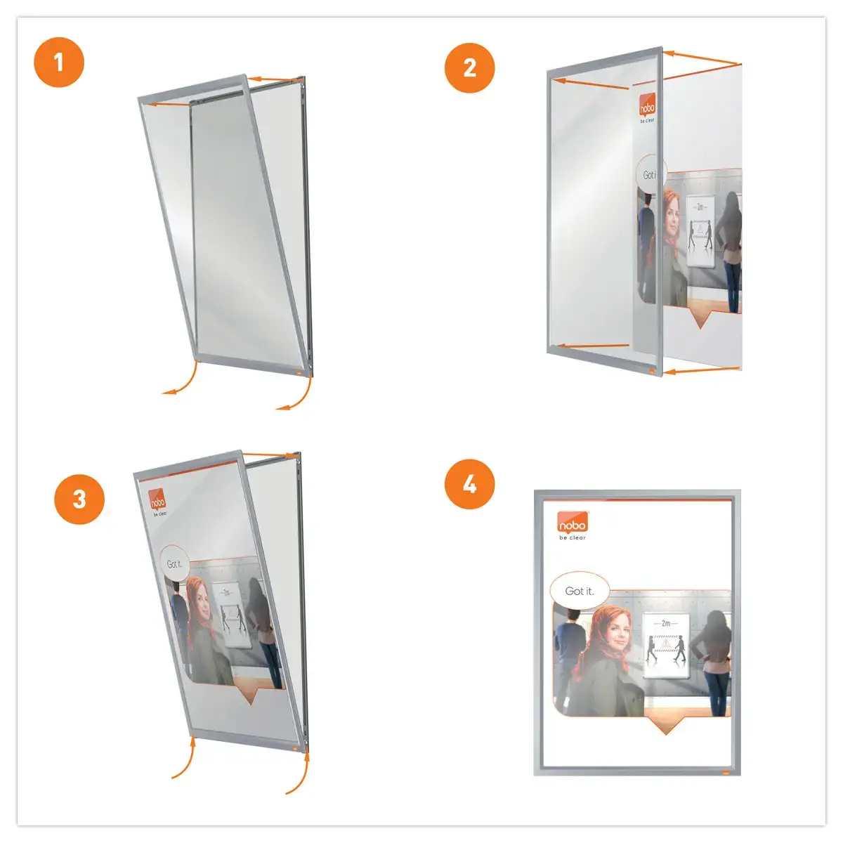 Porte-affiche clipsable A3 Nobo impression - argent