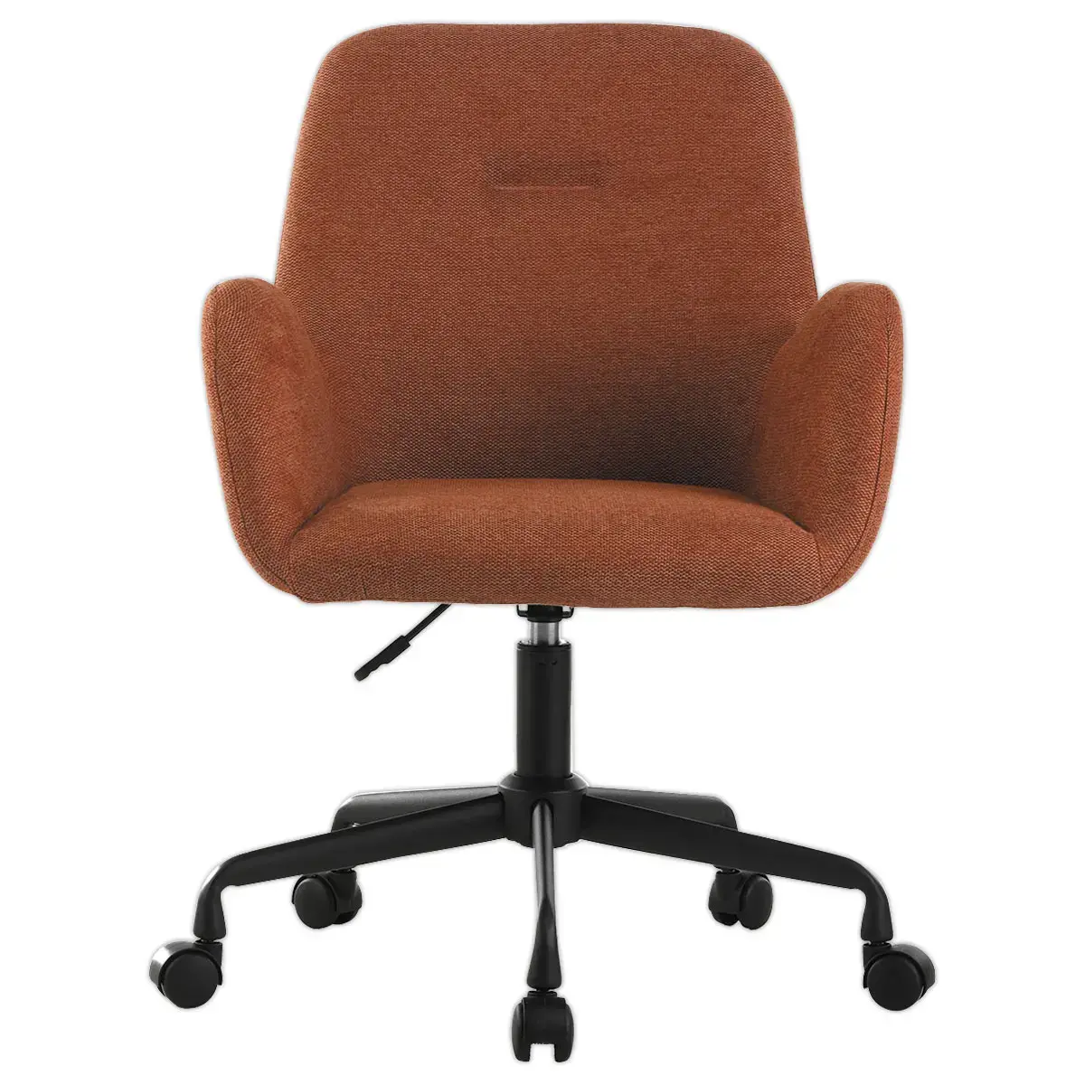 2 Fauteuils Tissu terracotta pi&eacute;tement &agrave;roulettes mont&eacute;s 
