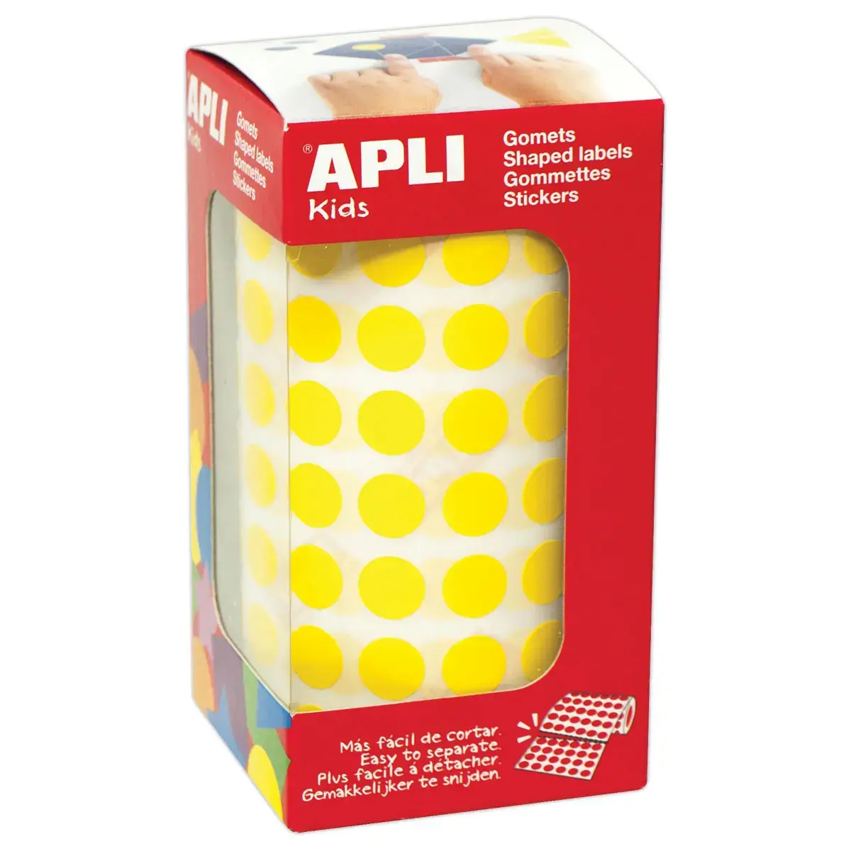 Rouleau de 5192 pastilles gommettes rondes - &Oslash; 10,5 mm - Jaune - Apli 
