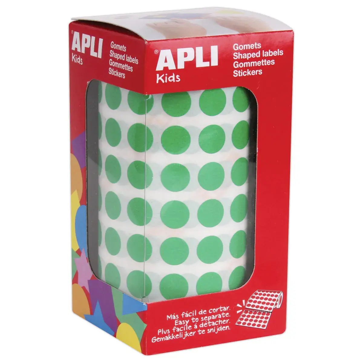 Rouleau de 5192 pastilles gommettes rondes - &Oslash; 10,5 mm - Vert - Apli 