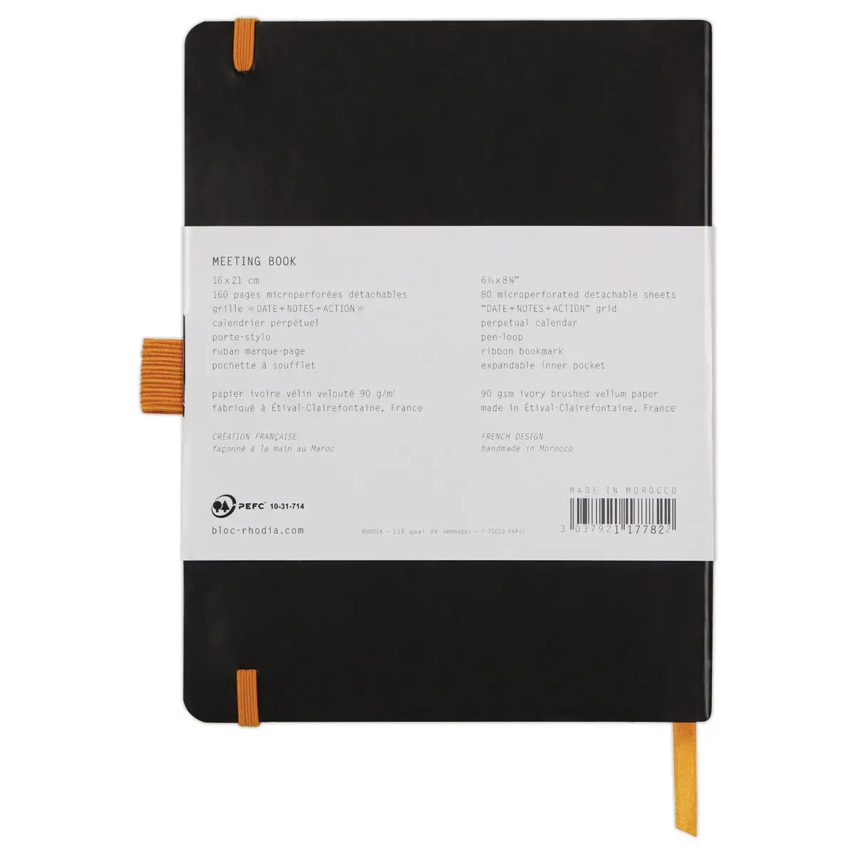 Carnet agenda perpetuel Meeting RHODIA16x21 cm Black 