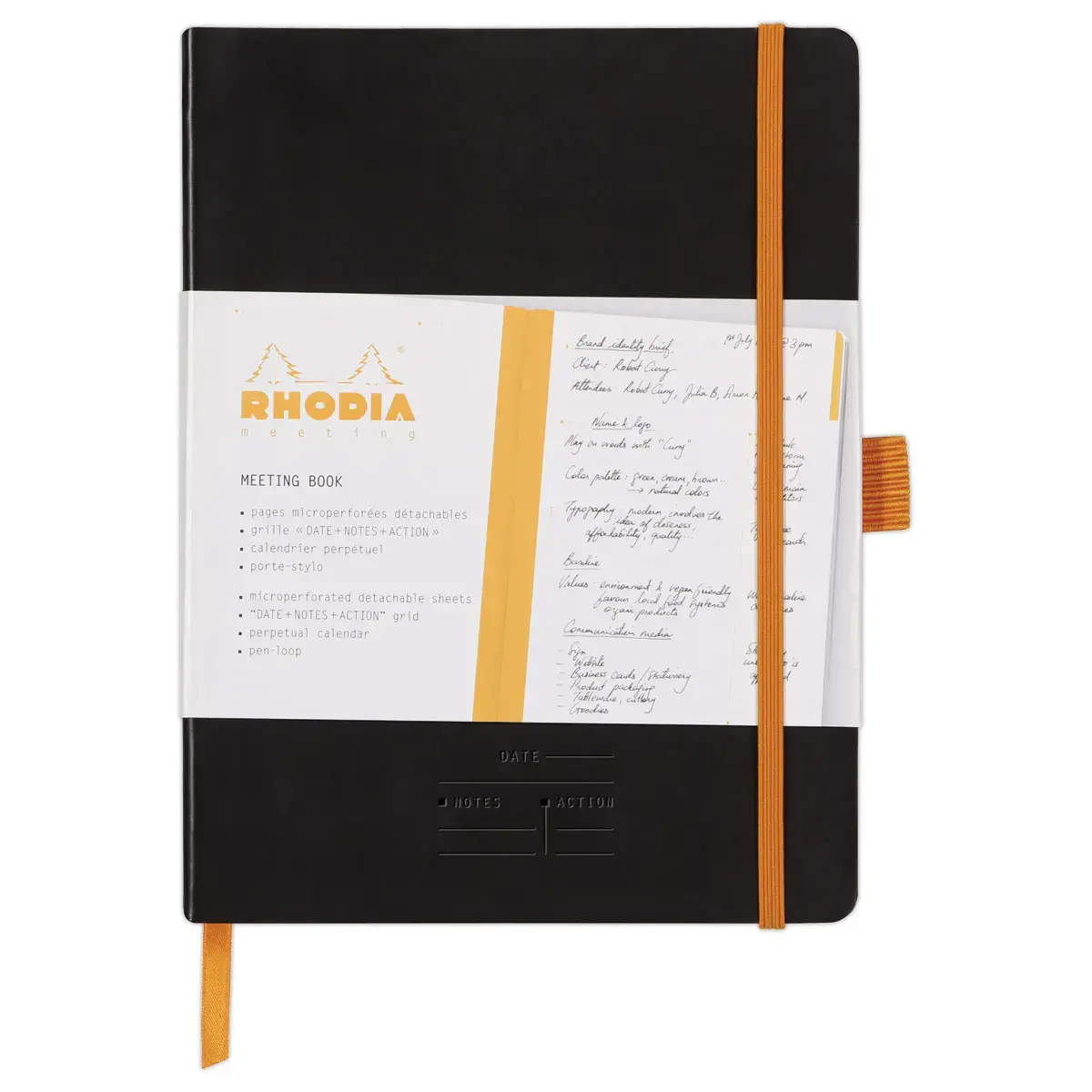 Carnet agenda perpetuel Meeting RHODIA16x21 cm Black 