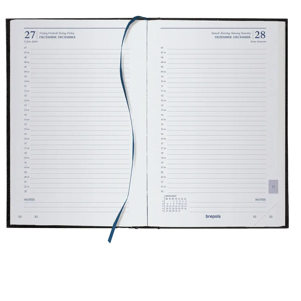 Agenda journalier Brepols Ecoday - 1j/page - 13,3x20,8 cm - bleu 