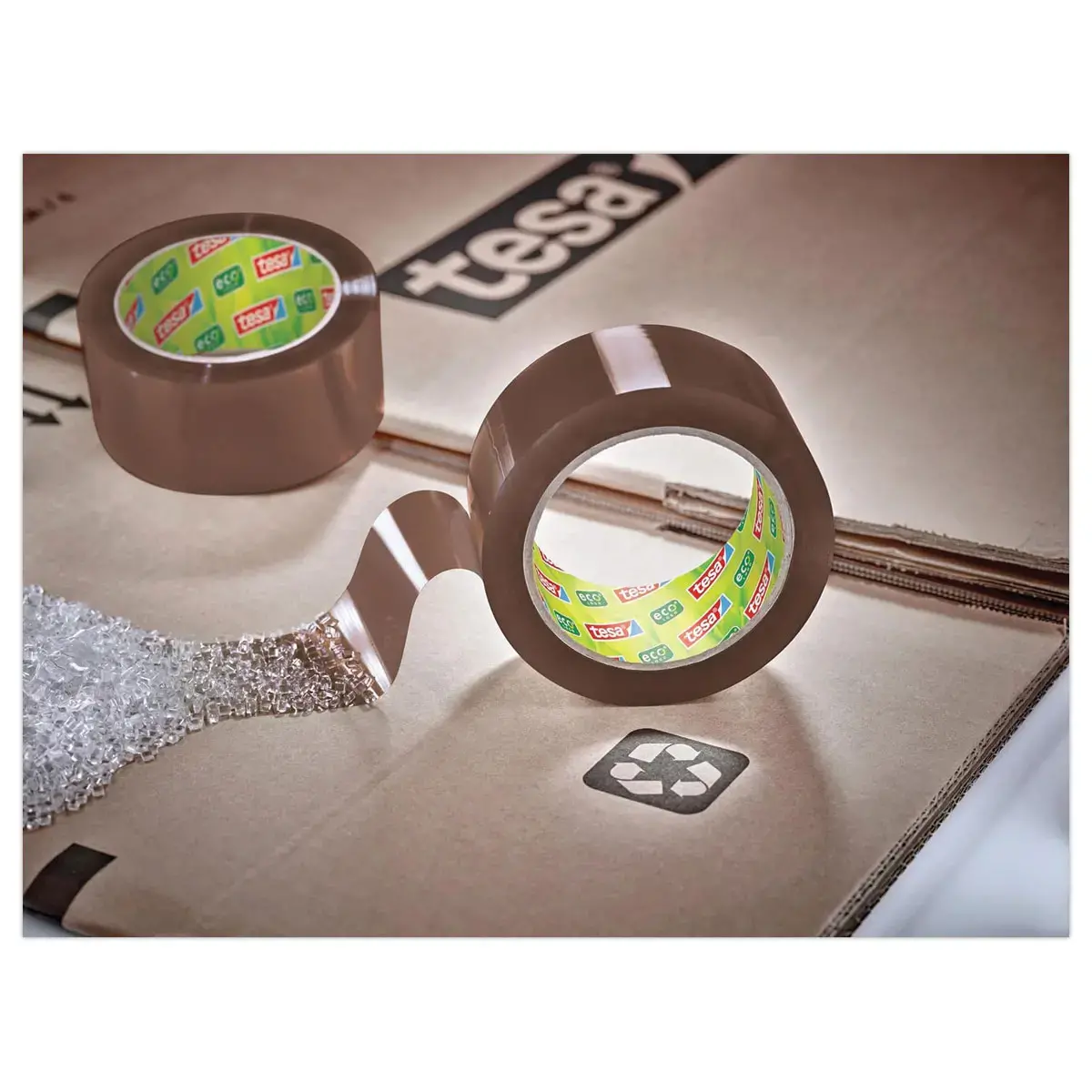 Ruban adhésif PET recyclé 66m x 50mm - Havane