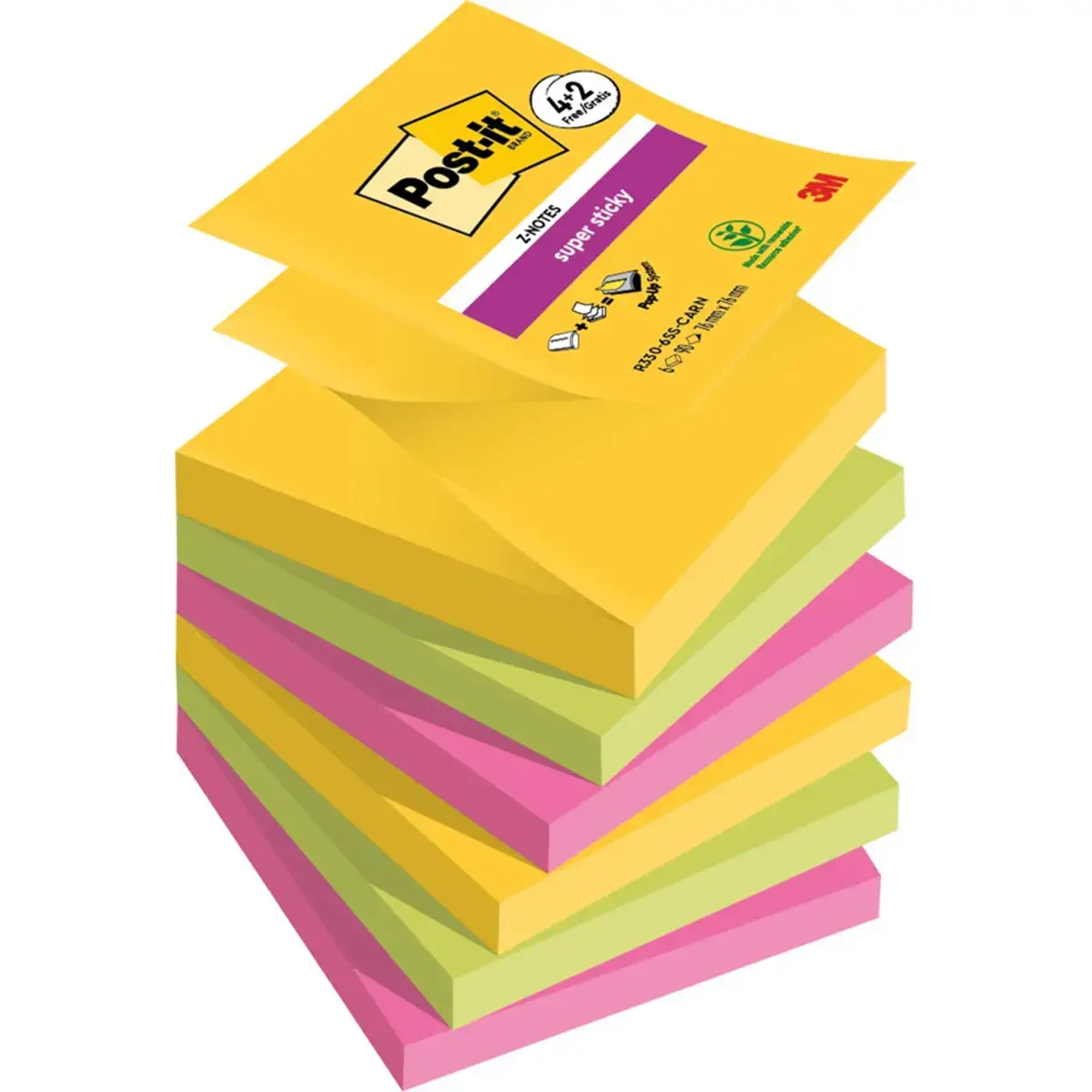 Z-Notes Post-it® Super Sticky 76x76 mm - Blocs de 90 feuilles