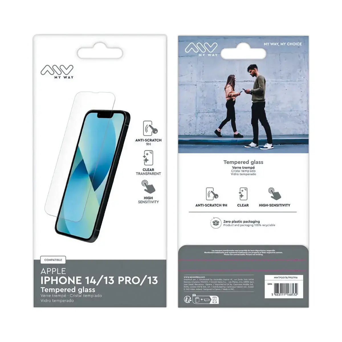 Prot&egrave;ge-&eacute;cran incassable et anti-chocsIK06 MOBILIS iPhone 13/13 PRO 