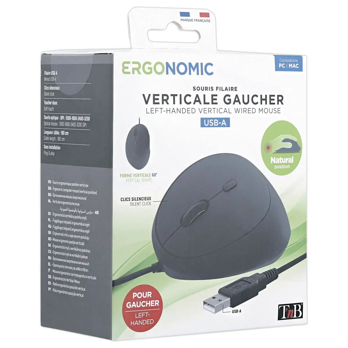 Souris verticale filaire pour gauchers