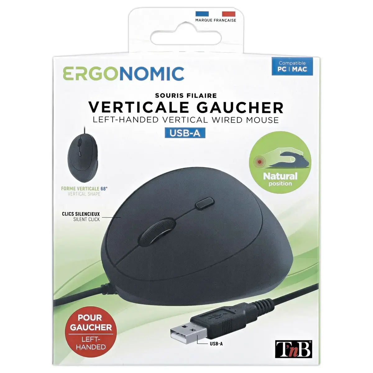 Souris verticale filaire pour gauchers