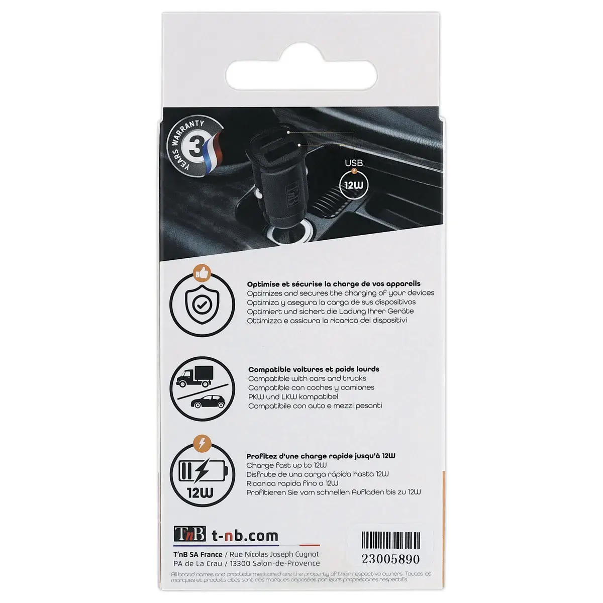 Chargeur allume-cigares 2XUSB-A 12W