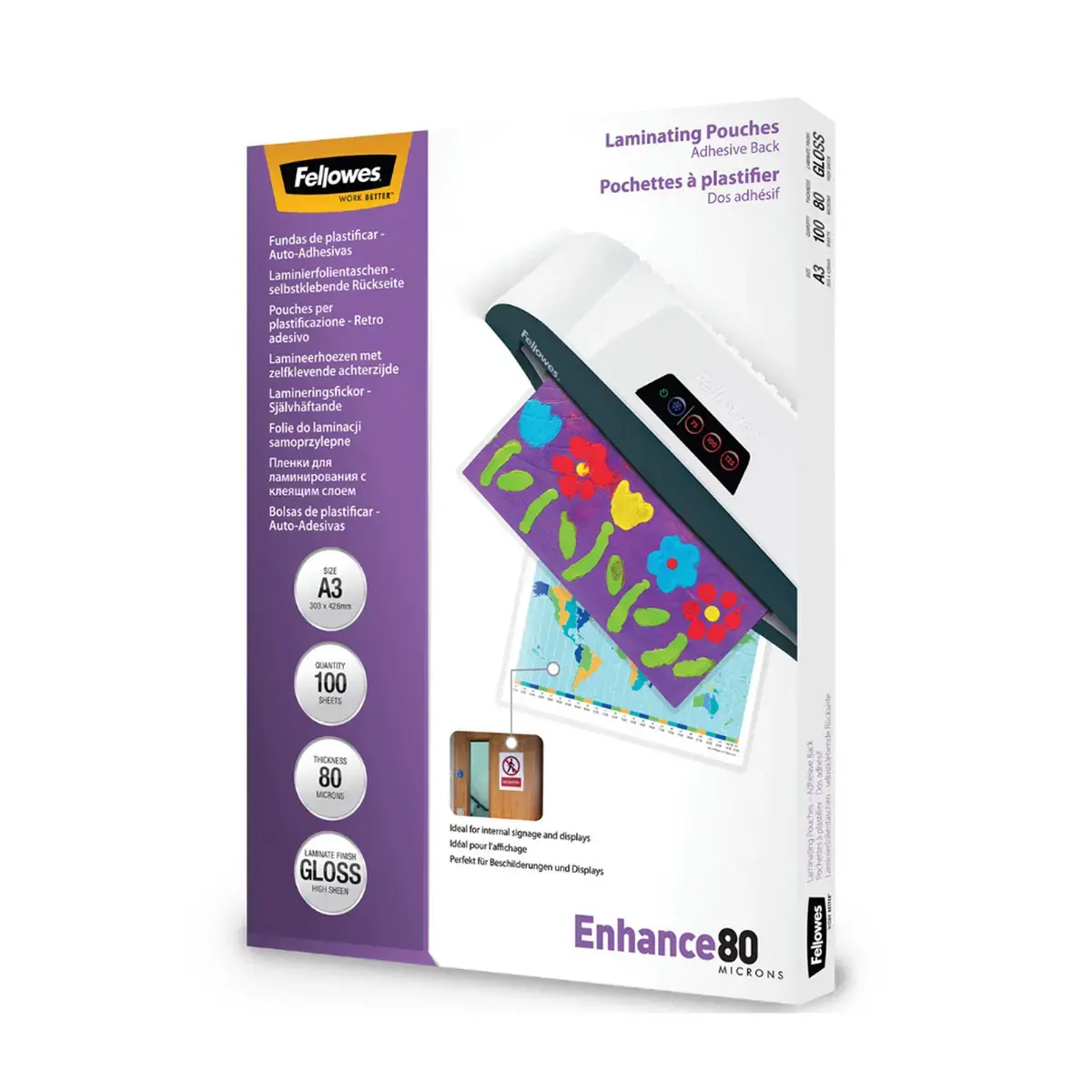 100 Pochettes de plastification mates - A3 - Recyclées - Fellowes