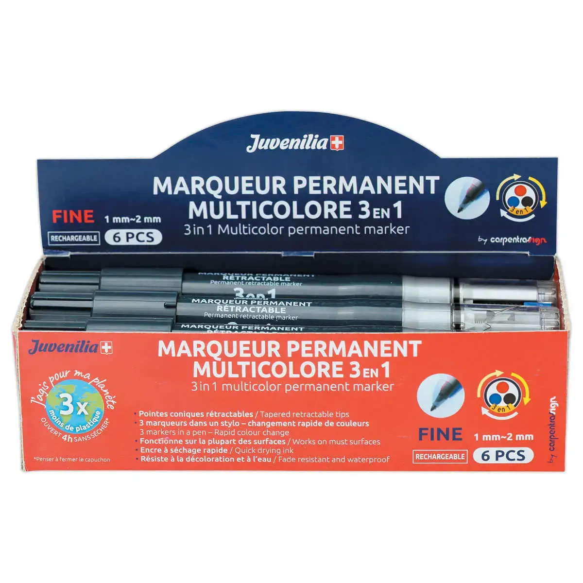 Marqueur permanent multicolore JUVENILIA 3 en 1