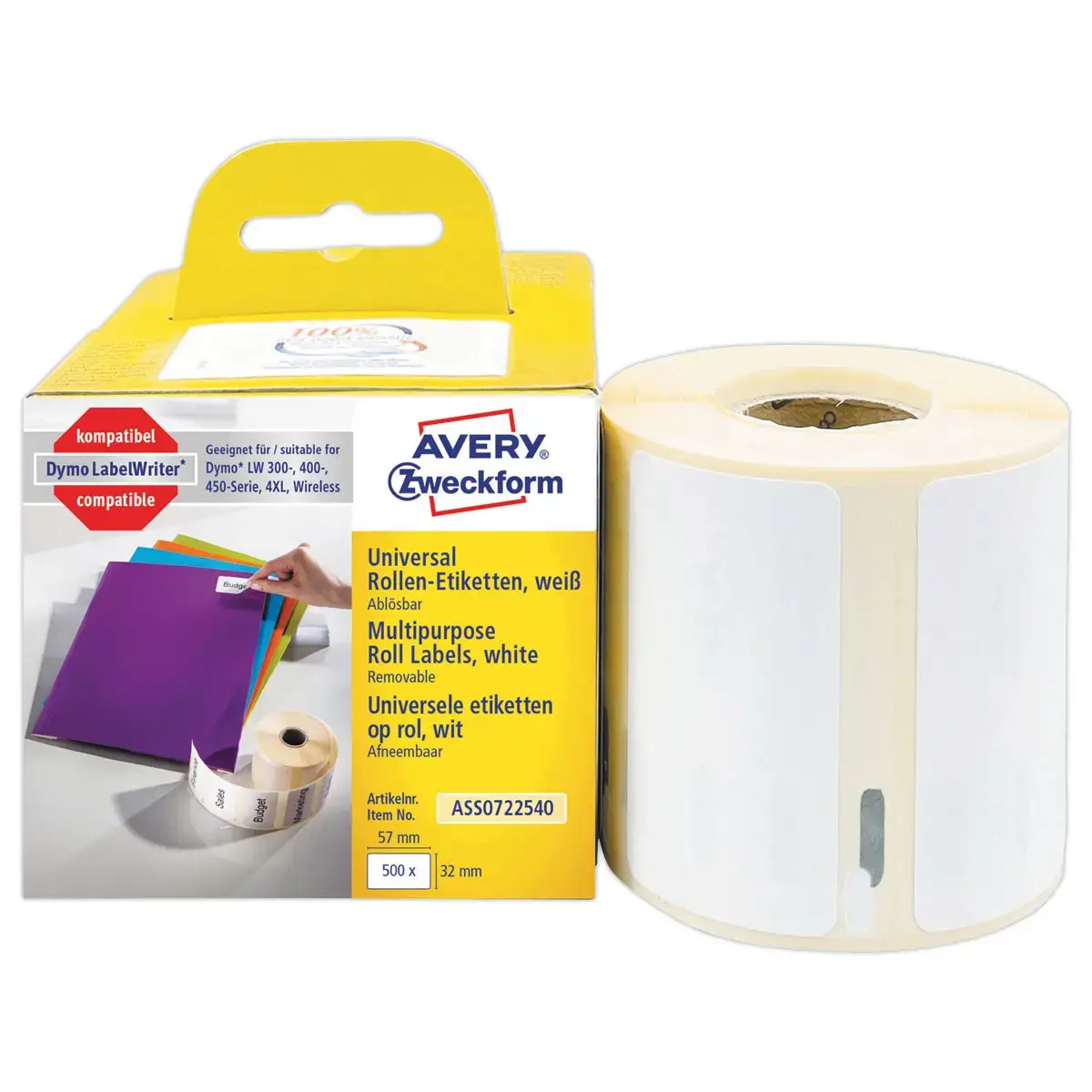 Rouleau de 1000 étiquettes blanches 57x32 mm pour DYMO LW 450