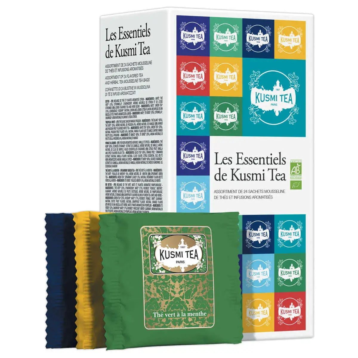 Coffret de 24 sachets de thés et infusions Les Essentiels bio