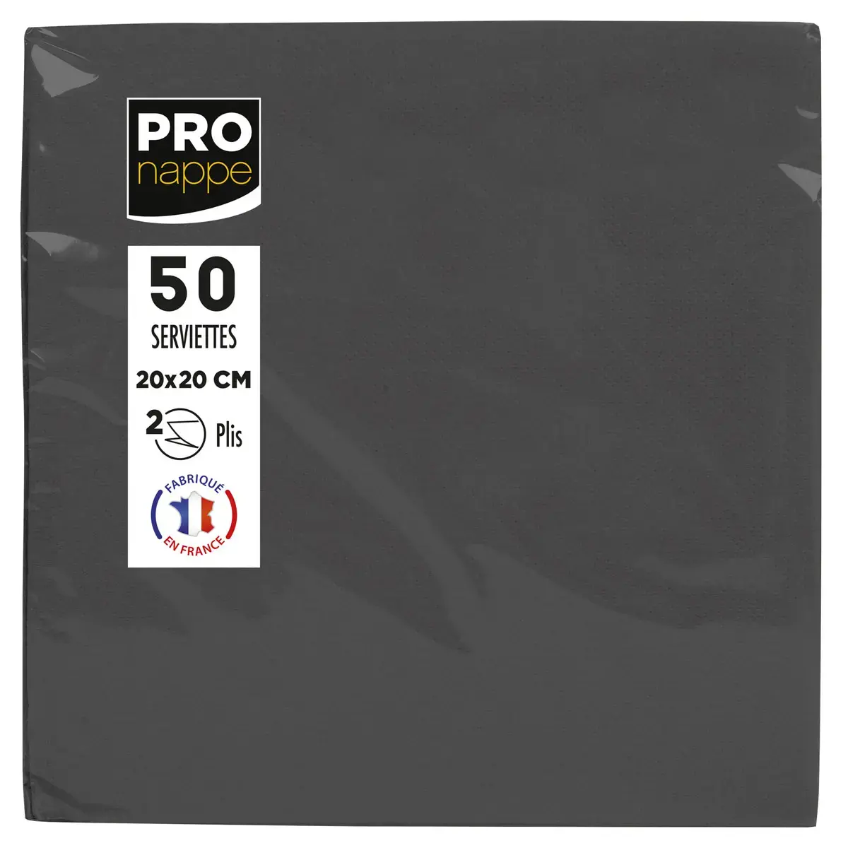 50 Serviettes 2 plis - 20 x 20 cm - Noir - PROnappe