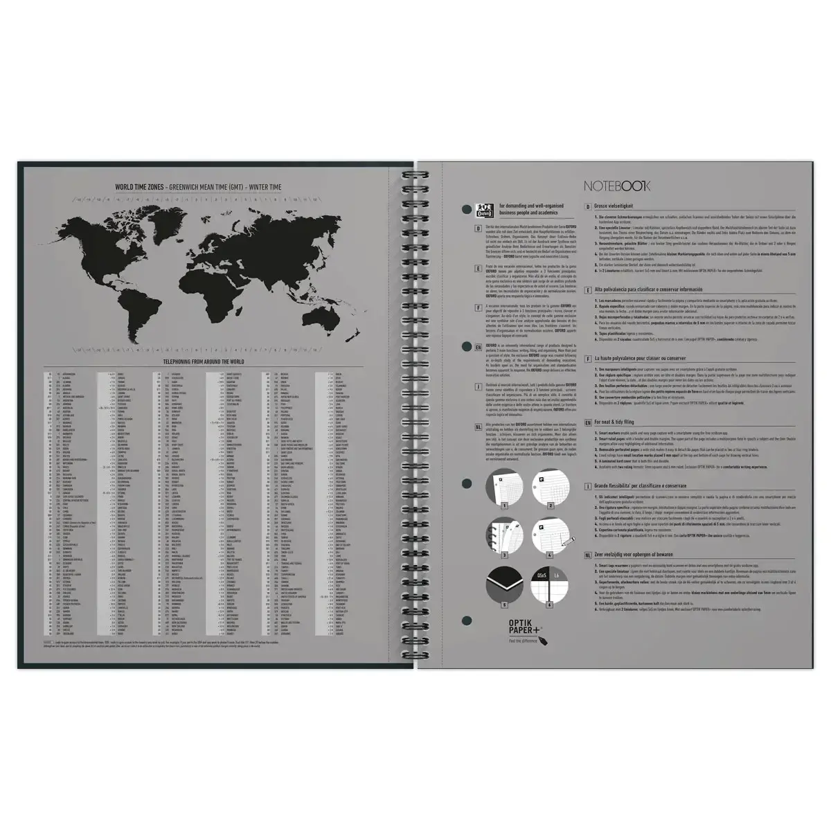 Cahier spirale Notebook A4+, 160p, 5x5, Oxford international Bleu 