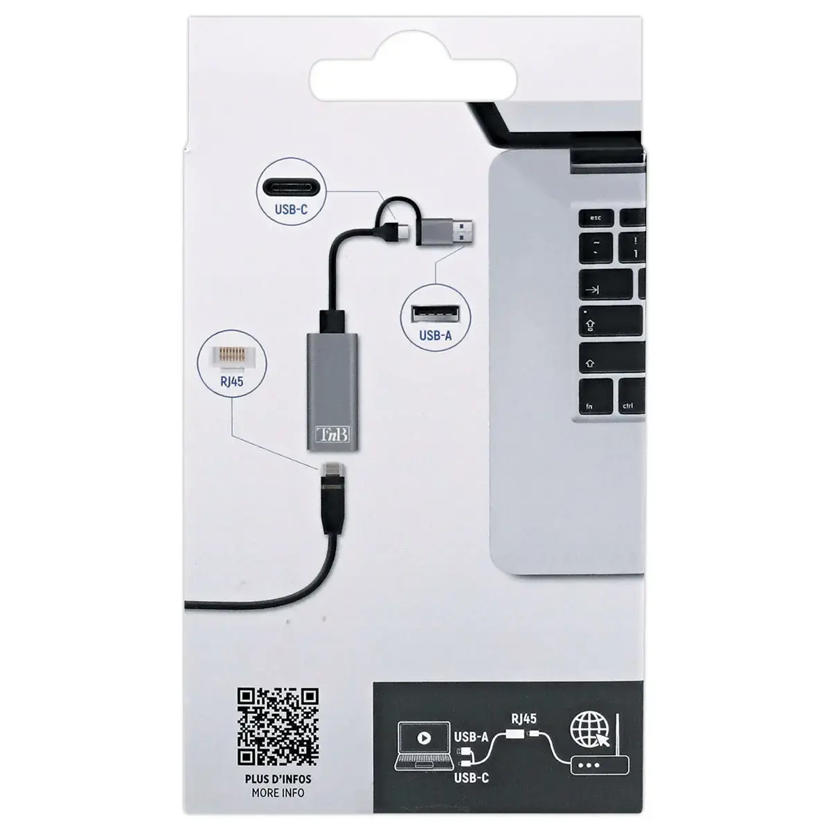 Adaptateur USB vers RJ45 – 1 GBPS – Gris – T’nB