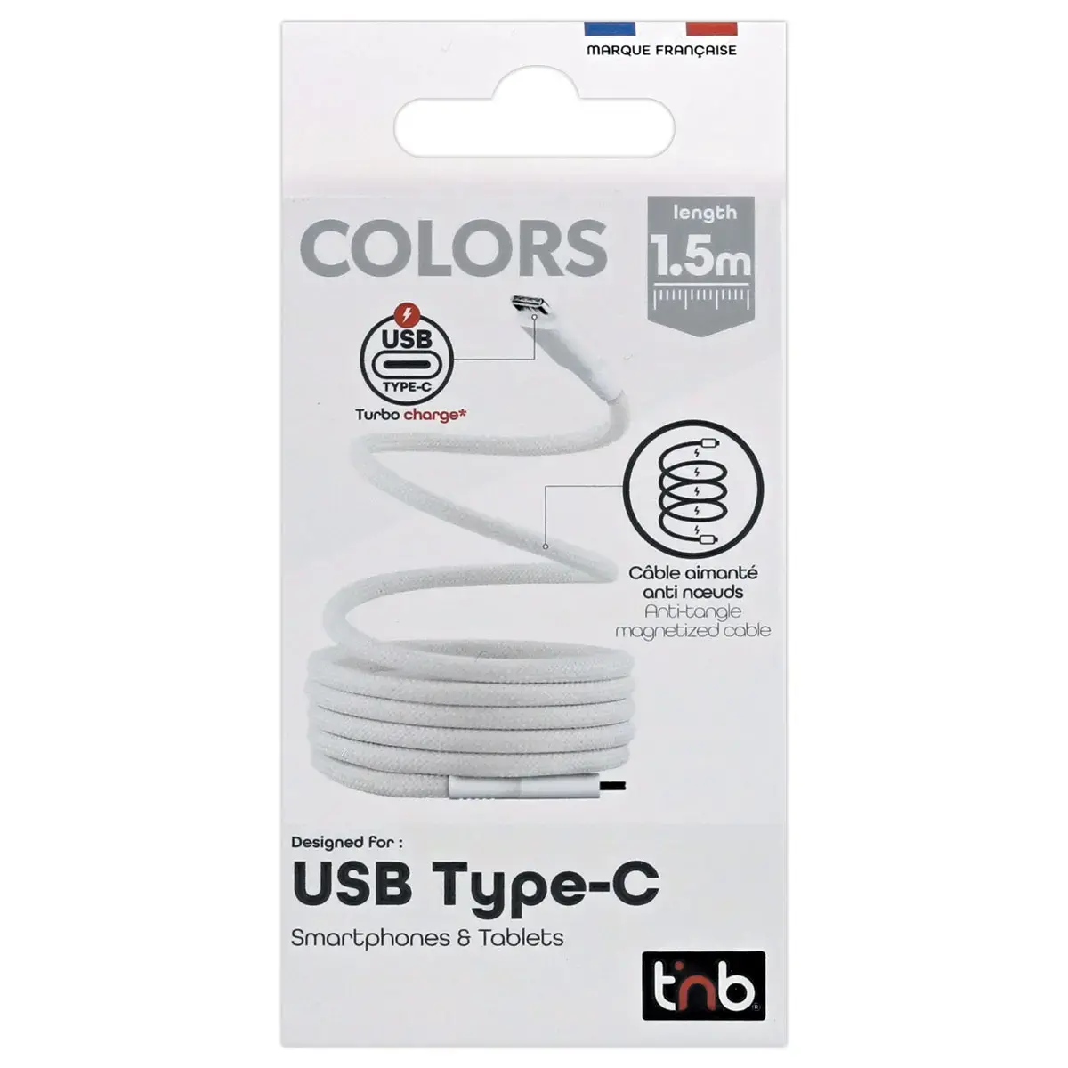 Câble USB-C/USB-C magnétique - Blanc - T'NB