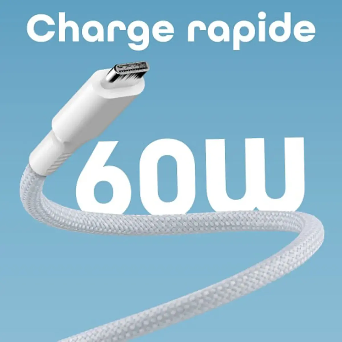 Câble USB-C/USB-C magnétique - Bleu et blanc - T'NB