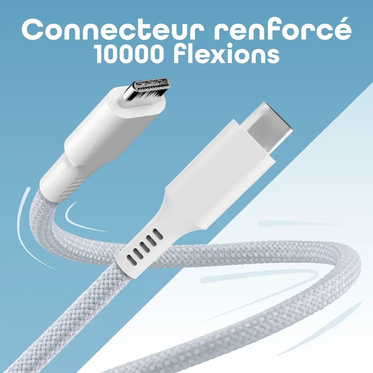 Câble USB-C/USB-C magnétique - Bleu et blanc - T'NB