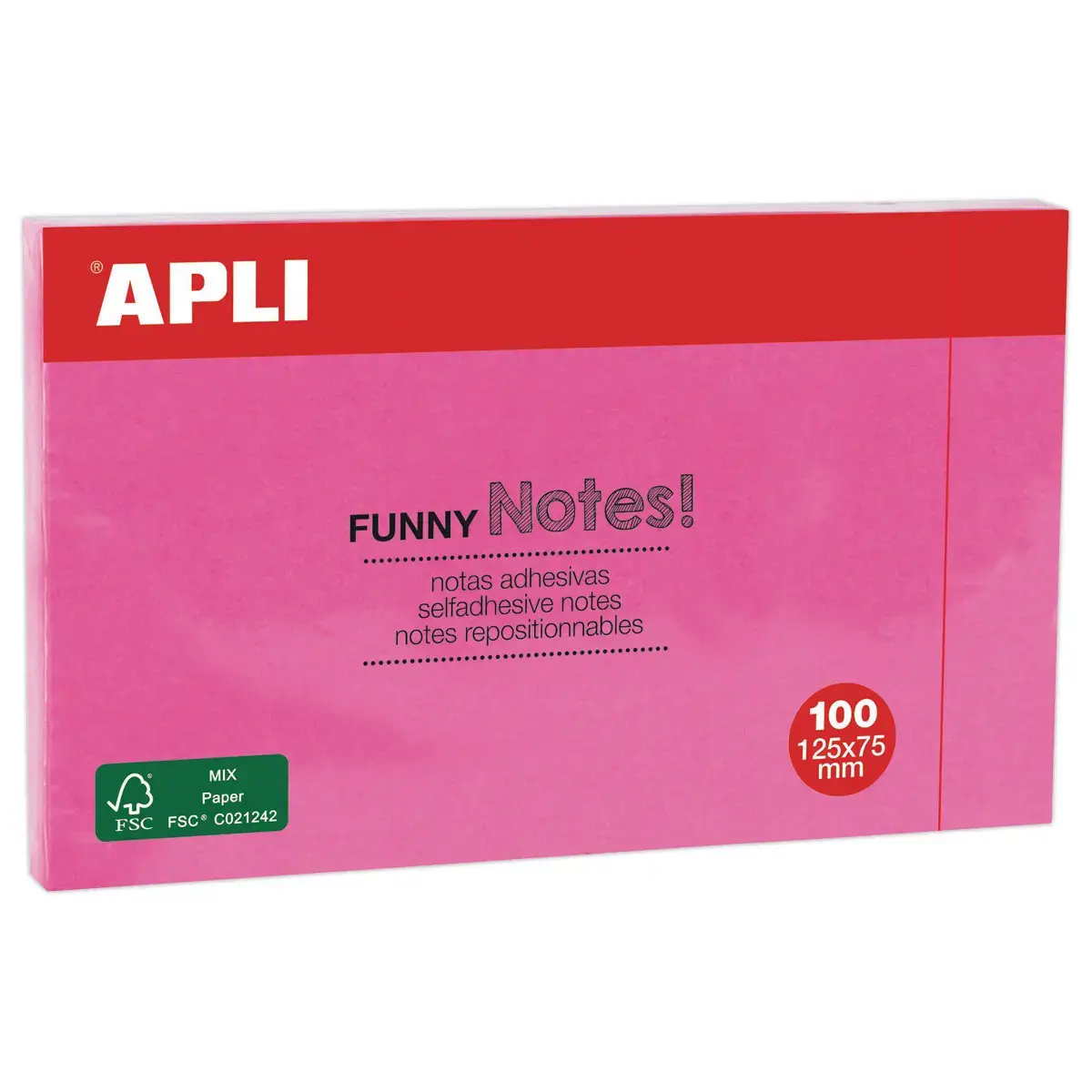 Bloc notes adhésives 125 x 75 mm rose fluo