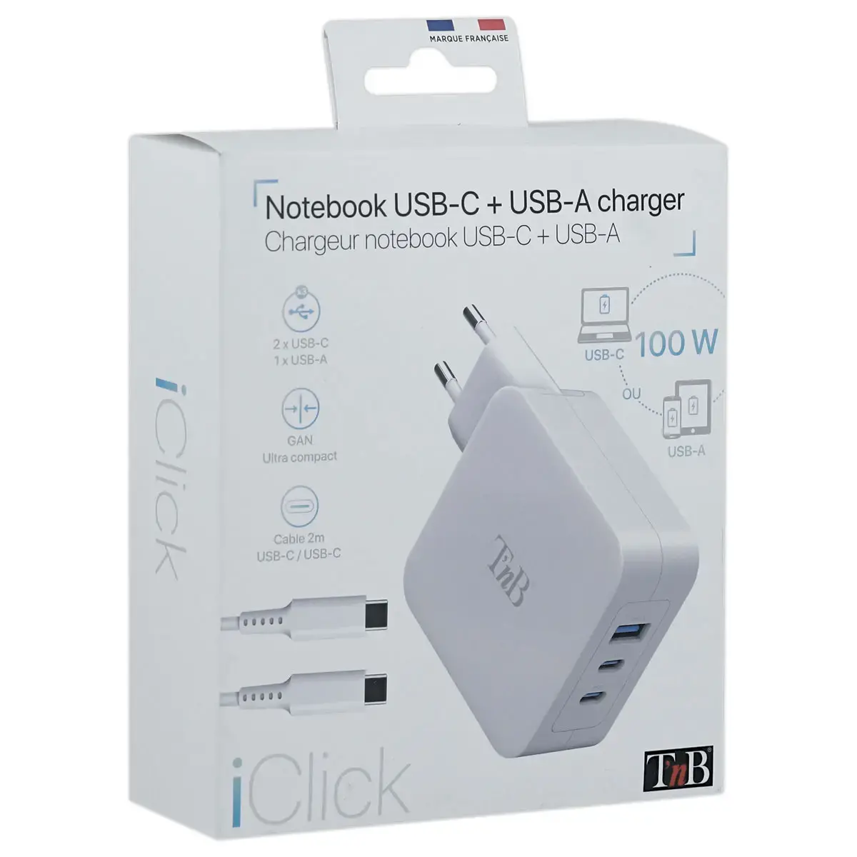Chargeur GAN 3 ports USB 100W