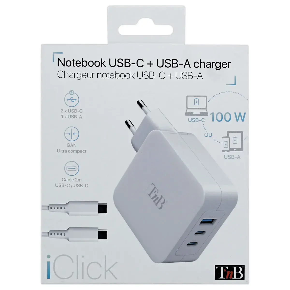 Chargeur GAN 3 ports USB 100W