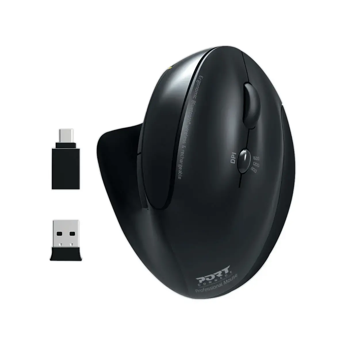 Souris sans fil ergonomique RECHARG ERGO Port Designs - Noire 