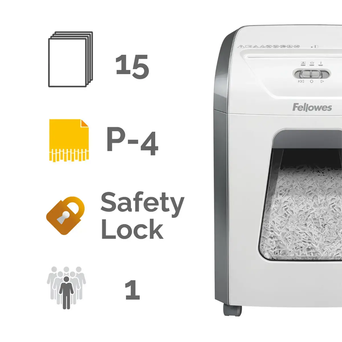Destructeur Powershred 15C - Coupe croisée - Fellowes