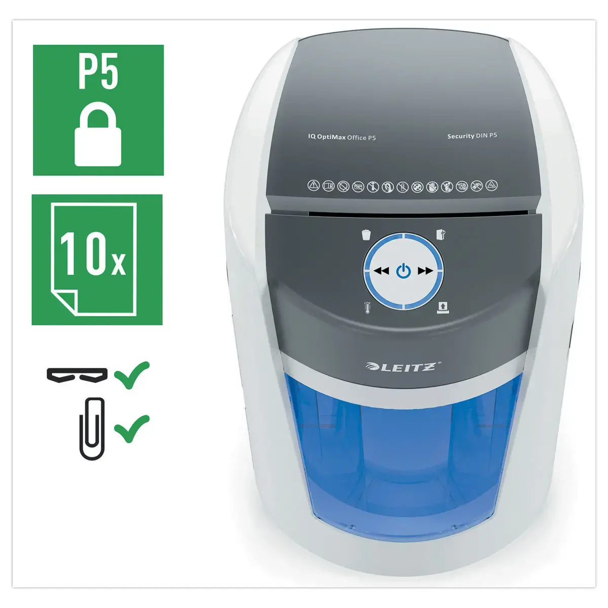Destructeur IQ OptiMax P5 - Coupe micro - 10 feuilles - 35L - LEITZ